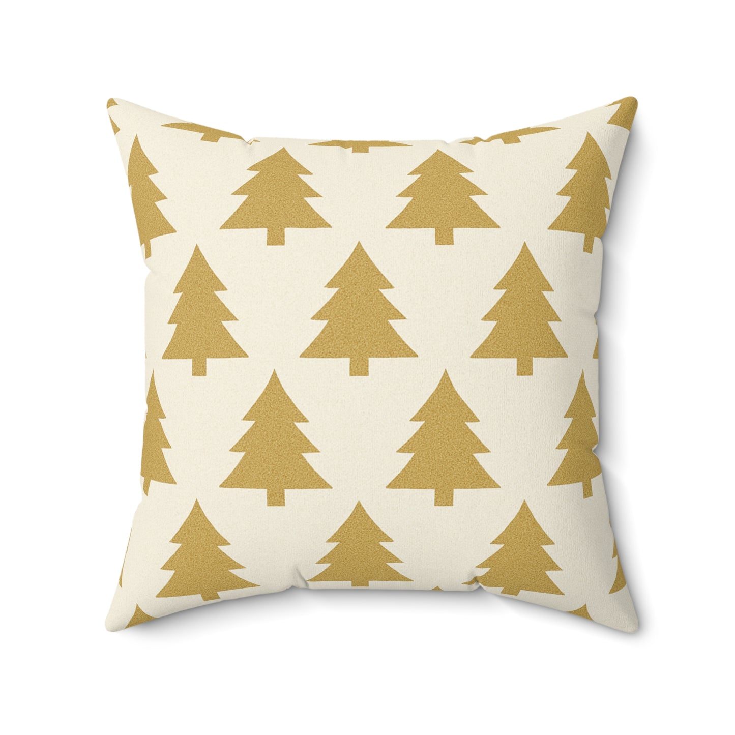Gold Pine Tree Pattern Faux Suede Pillow - Holiday Decorative Throw Pillow