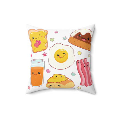 “Cutesy” Foodie Square Pillow - Whimsical Breakfast Designs