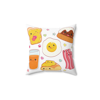 “Cutesy” Foodie Square Pillow - Whimsical Breakfast Designs