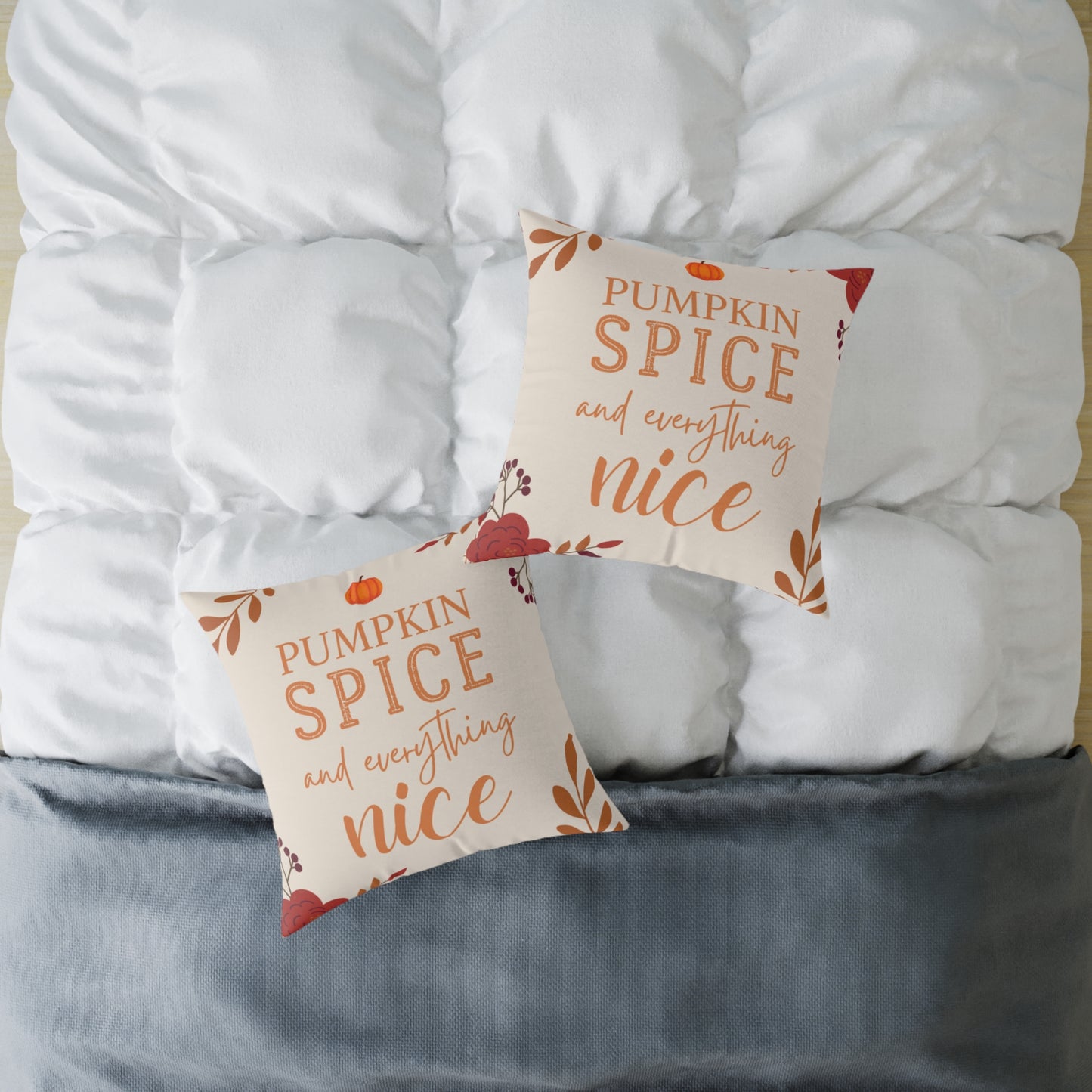 “Pumpkin Spice” Autumn Decorative Square Pillow