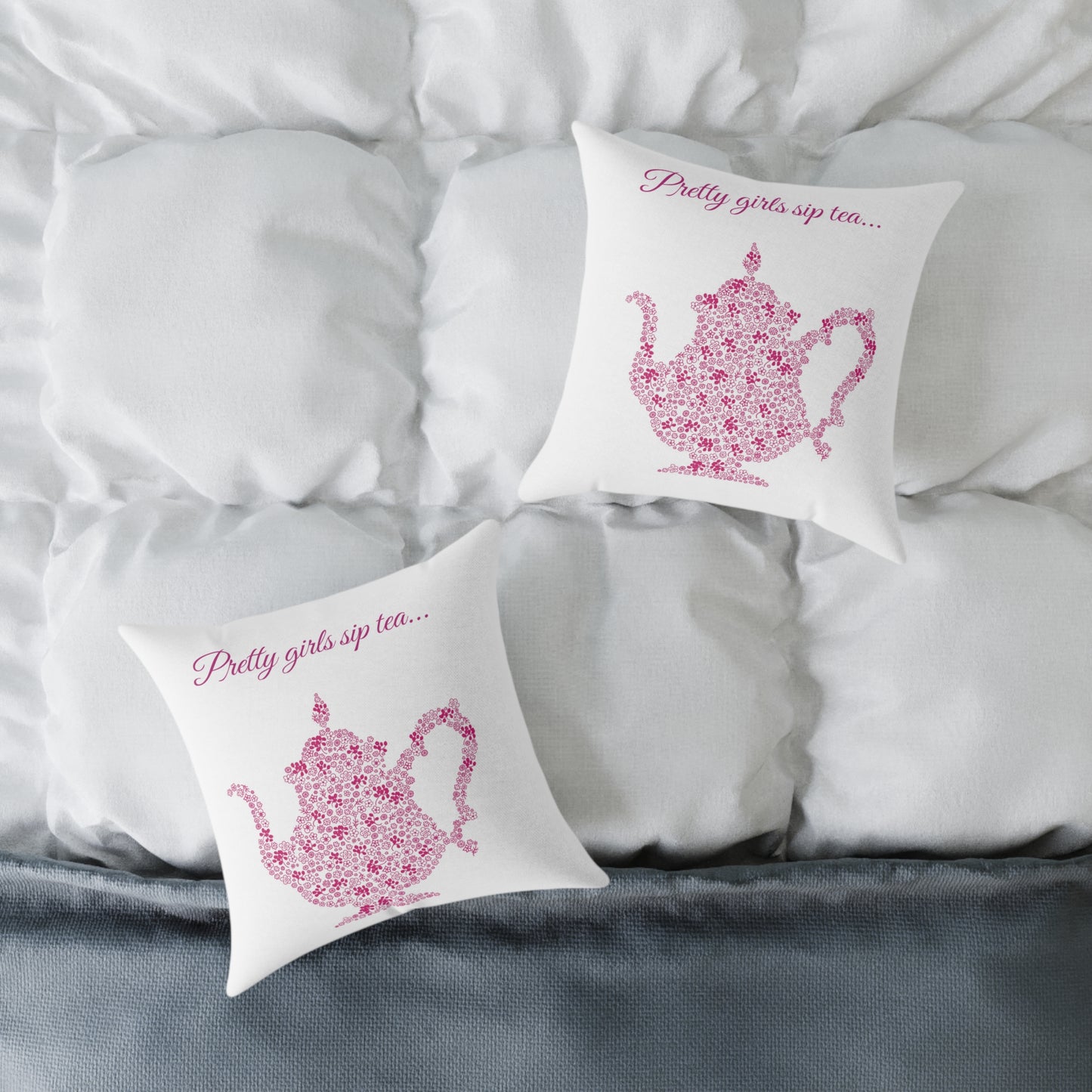 “TEA” Pretty Square Poly Canvas Pillow