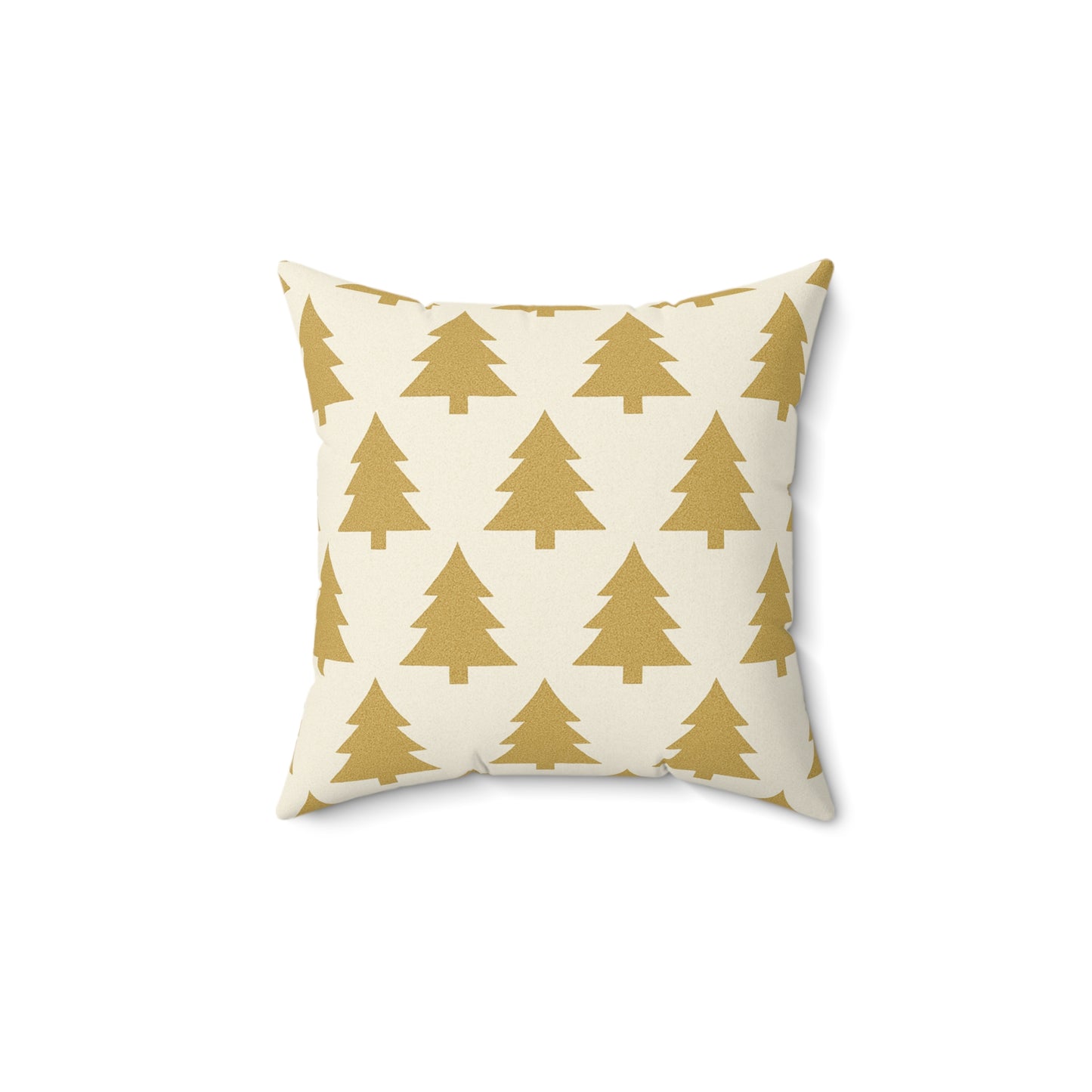 Gold Pine Tree Pattern Faux Suede Pillow - Holiday Decorative Throw Pillow