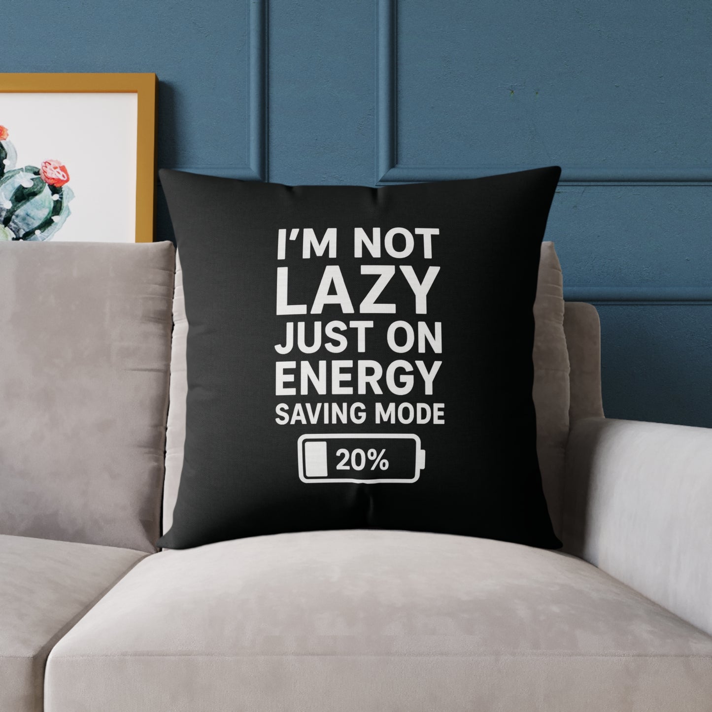 Lazy Energy Saving Mode Pillow, Funny Home Decor, Couch Cushion, Gift for Him, Quirky Dorm Room Decor, Unique Pillow