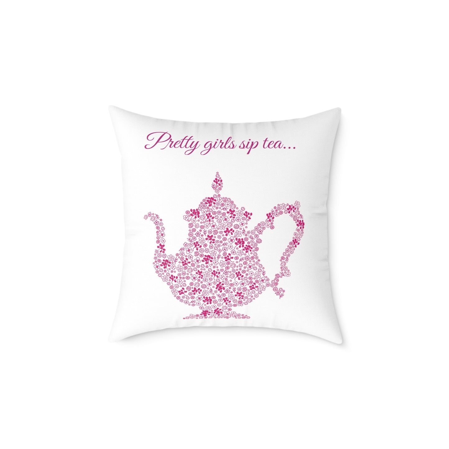 “TEA” Pretty Square Poly Canvas Pillow