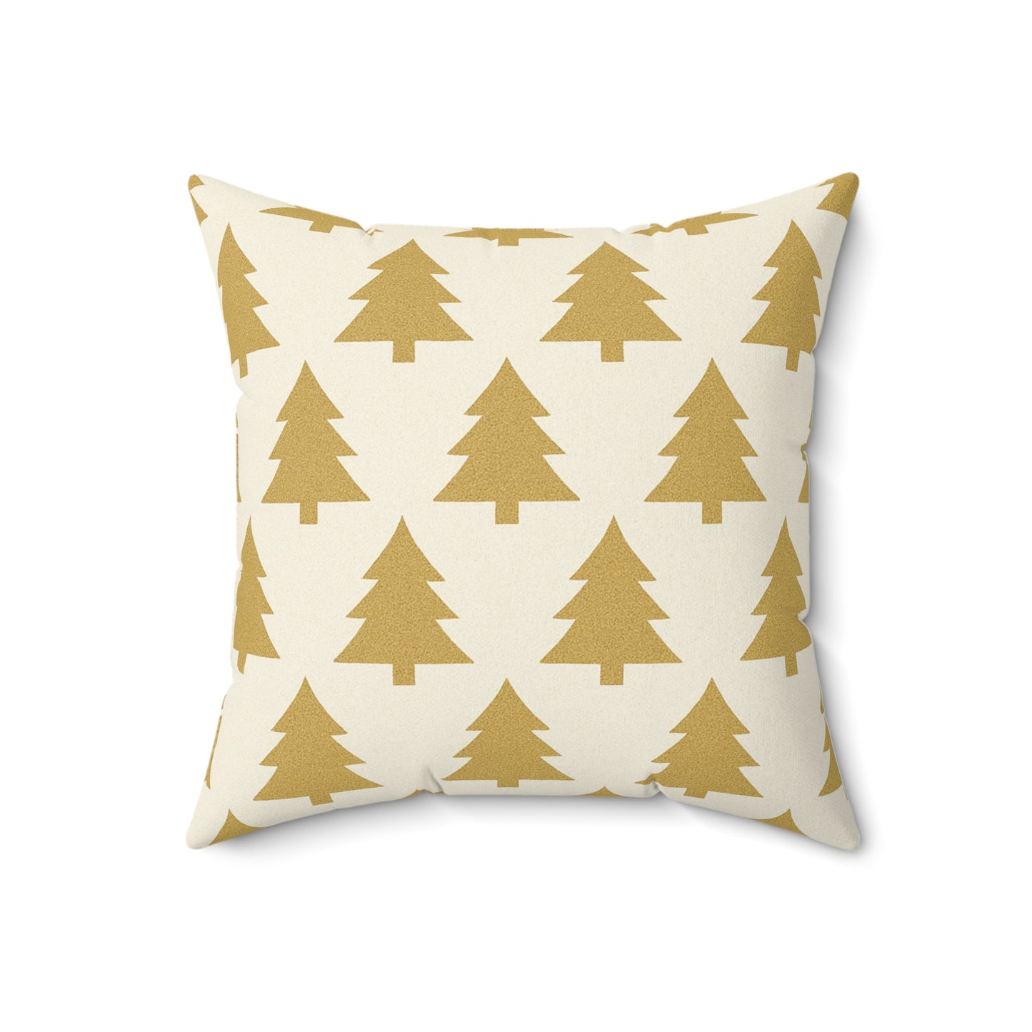 Gold Pine Tree Pattern Faux Suede Pillow - Holiday Decorative Throw Pillow