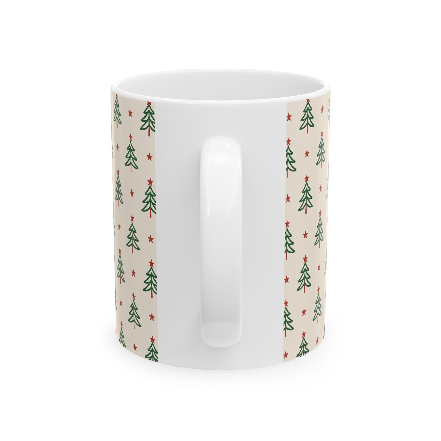 Christmas Tree Pattern Mug - Festive Holiday Ceramic Coffee Cup