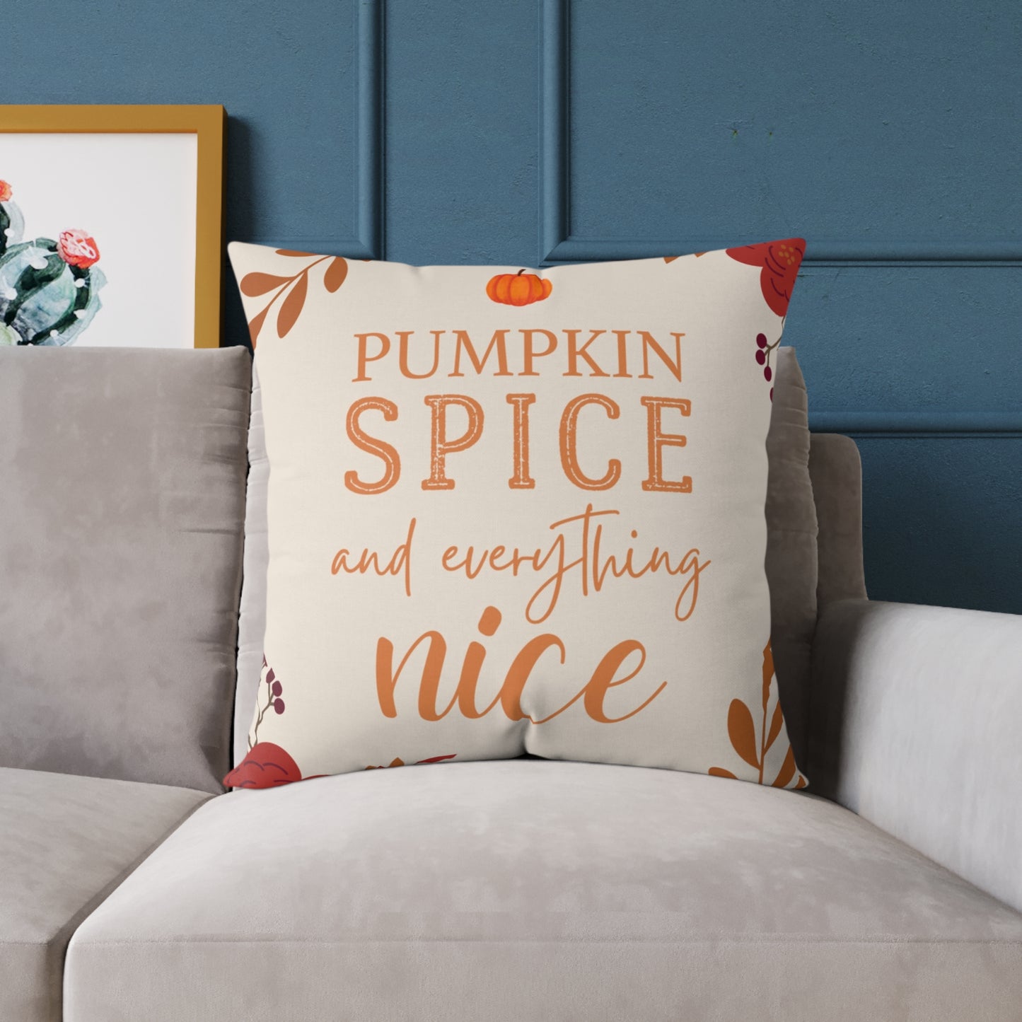 “Pumpkin Spice” Autumn Decorative Square Pillow