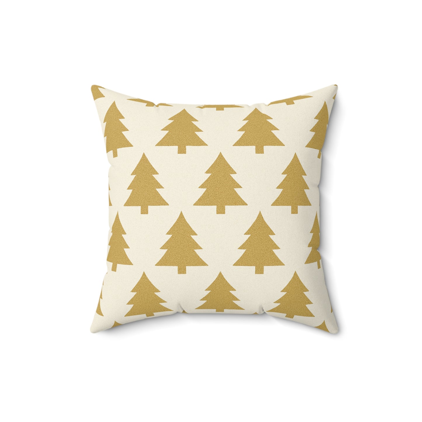 Gold Pine Tree Pattern Faux Suede Pillow - Holiday Decorative Throw Pillow
