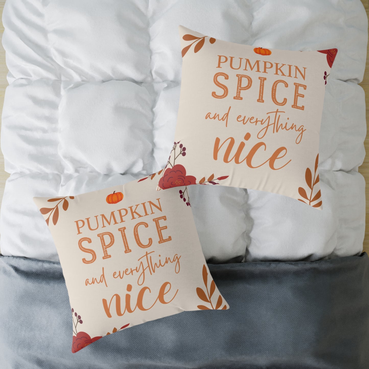 “Pumpkin Spice” Autumn Decorative Square Pillow