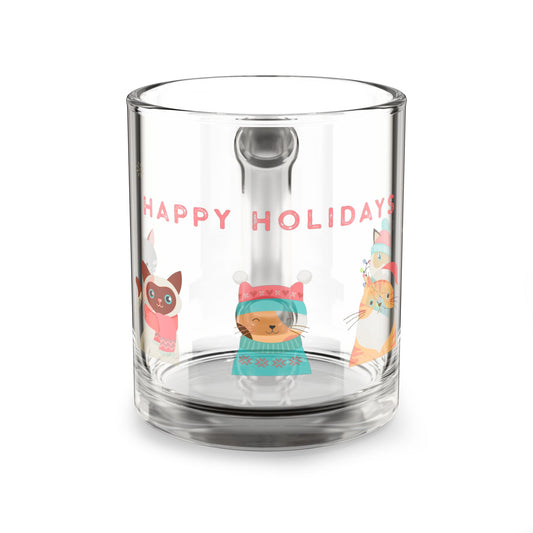 “Holiday Kitties” Festive Cat-Themed Glass Mug