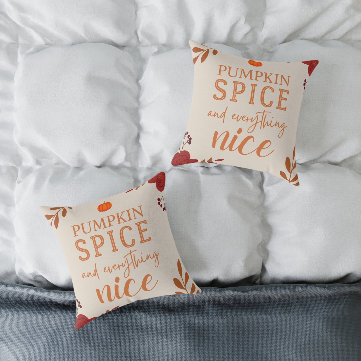 “Pumpkin Spice” Autumn Decorative Square Pillow