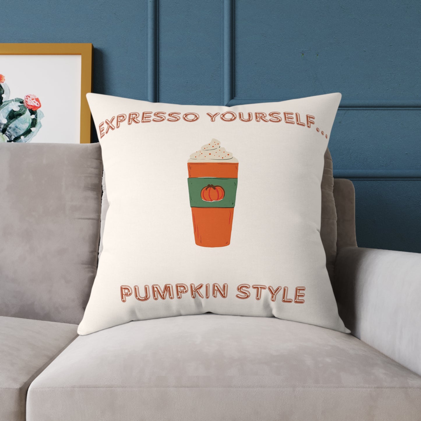 “Pumpkin Latte” Fall Decorative Pillow