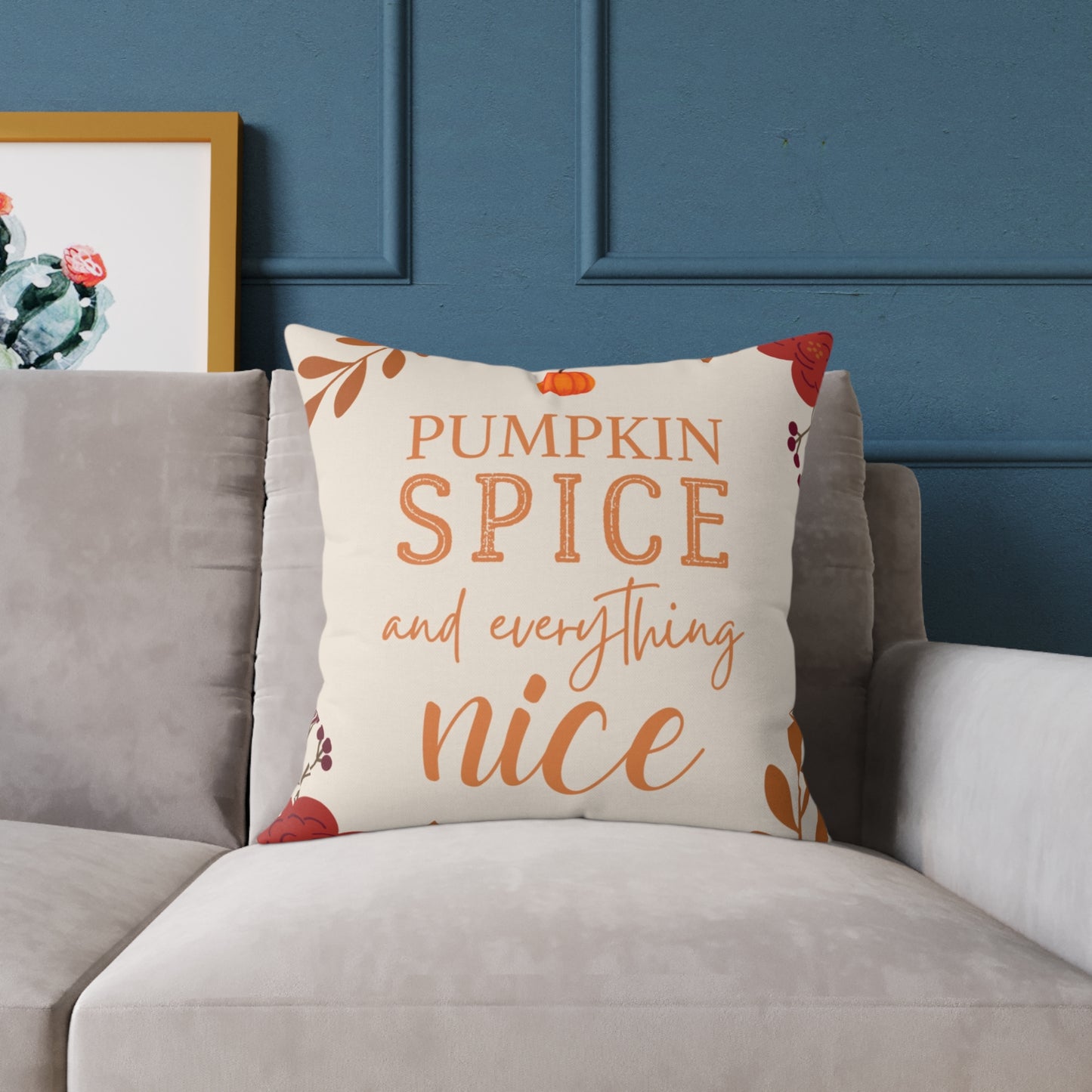 “Pumpkin Spice” Autumn Decorative Square Pillow