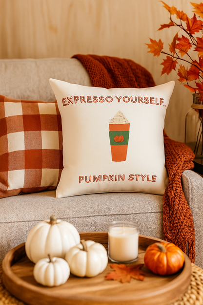 “Pumpkin Latte” Fall Decorative Pillow