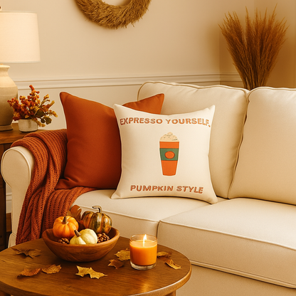 “Pumpkin Latte” Fall Decorative Pillow