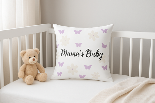 “Mama’s Baby” Butterfly Floral Pillow