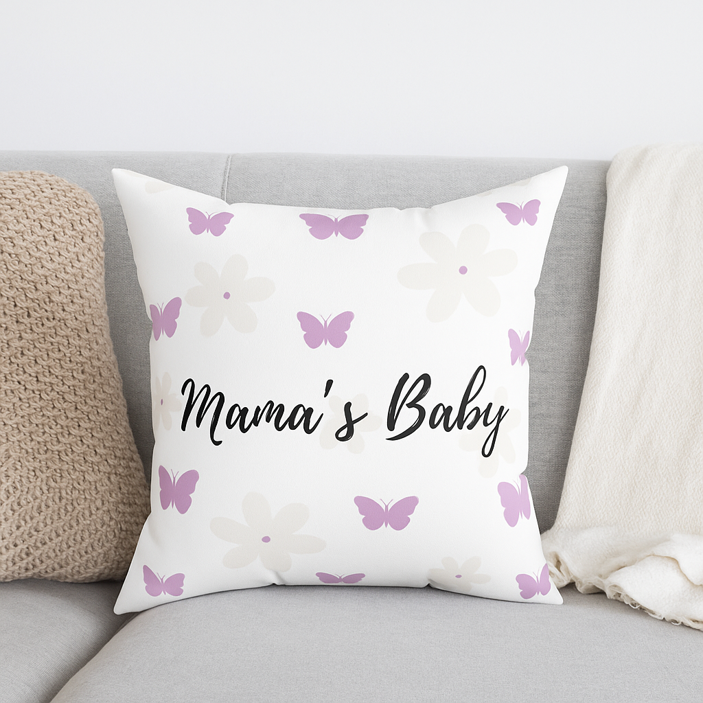“Mama’s Baby” Butterfly Floral Pillow