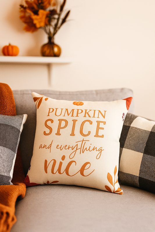 “Pumpkin Spice” Autumn Decorative Square Pillow