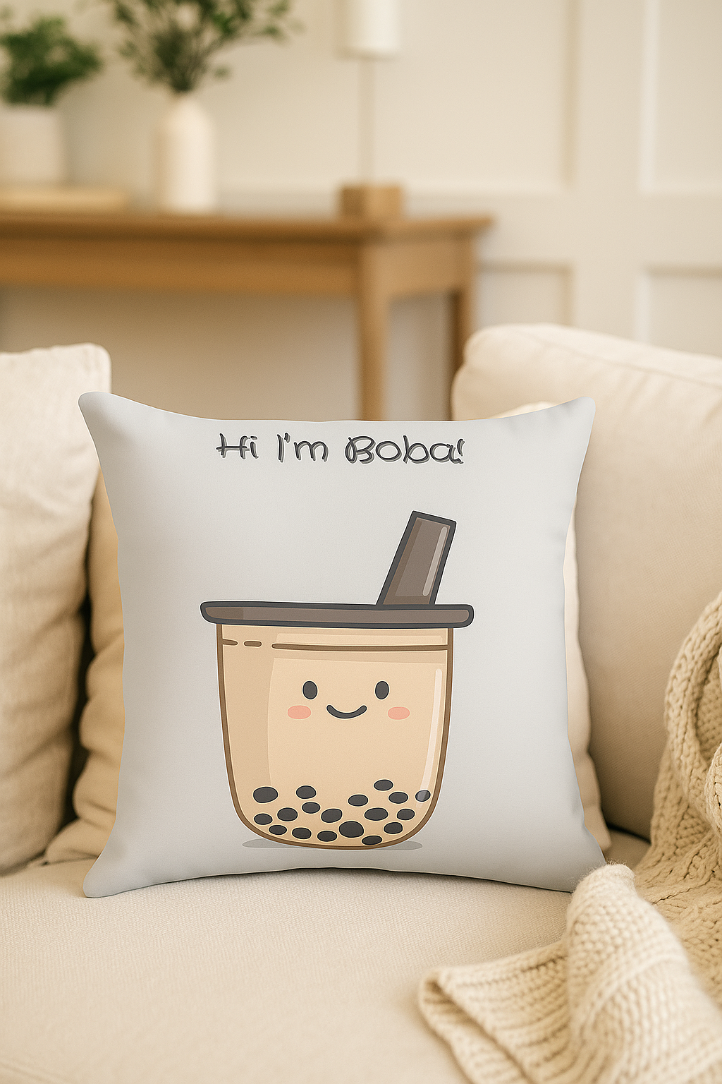 “Boba” Cute Spun Pillow