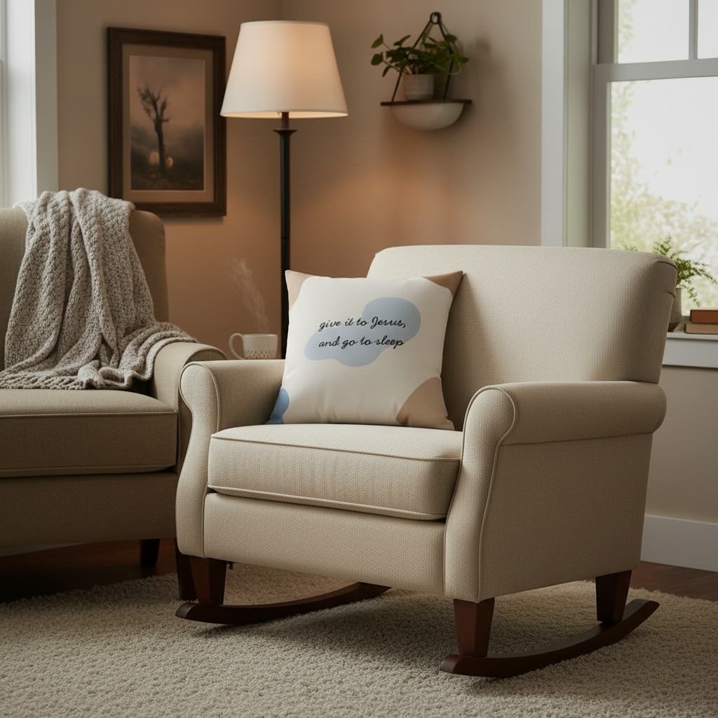 Inspirational Throw Pillow – “Give it to Jesus, and Go to Sleep” Decorative Cushion