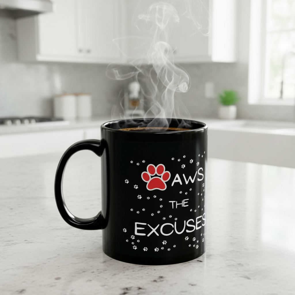 Paw Print Coffee Mug – Black Ceramic Mug (11oz/15oz) - CozyDreamzLLC