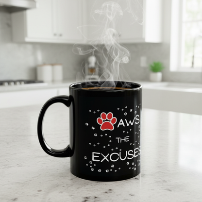 Paw Print Coffee Mug – Black Ceramic Mug (11oz/15oz) - CozyDreamzLLC