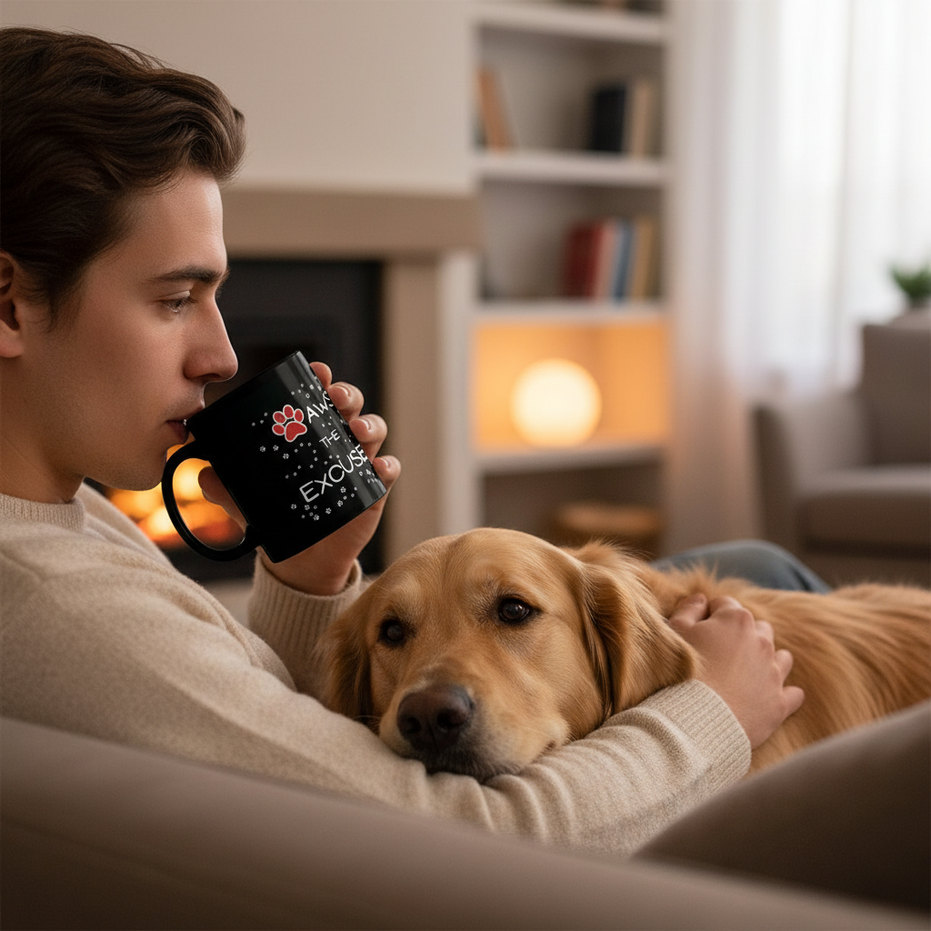 Paw Print Coffee Mug – Black Ceramic Mug (11oz/15oz) - CozyDreamzLLC