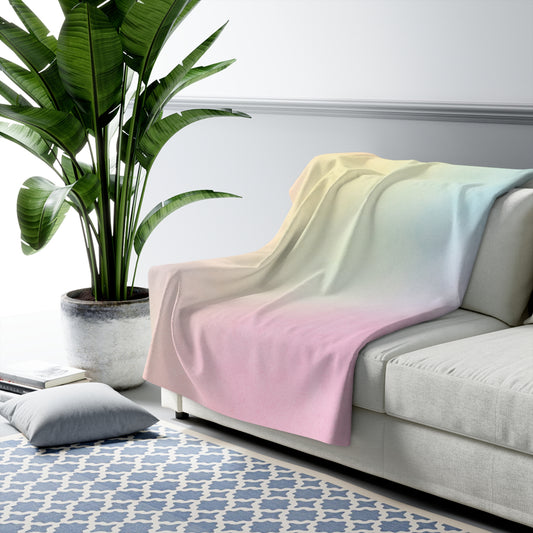 Pastel Gradient Sherpa Fleece Blanket - Cozy Throw for Year-Round Comfort
