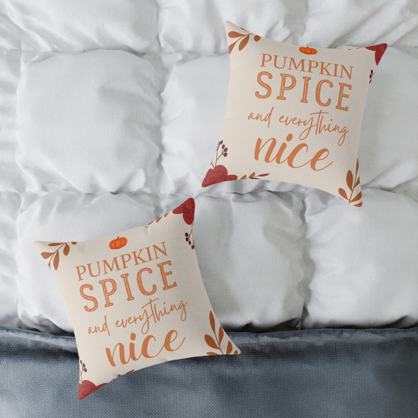 “Pumpkin Spice” Autumn Decorative Square Pillow