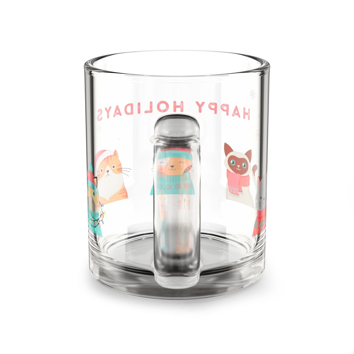 “Holiday Kitties” Festive Cat-Themed Glass Mug