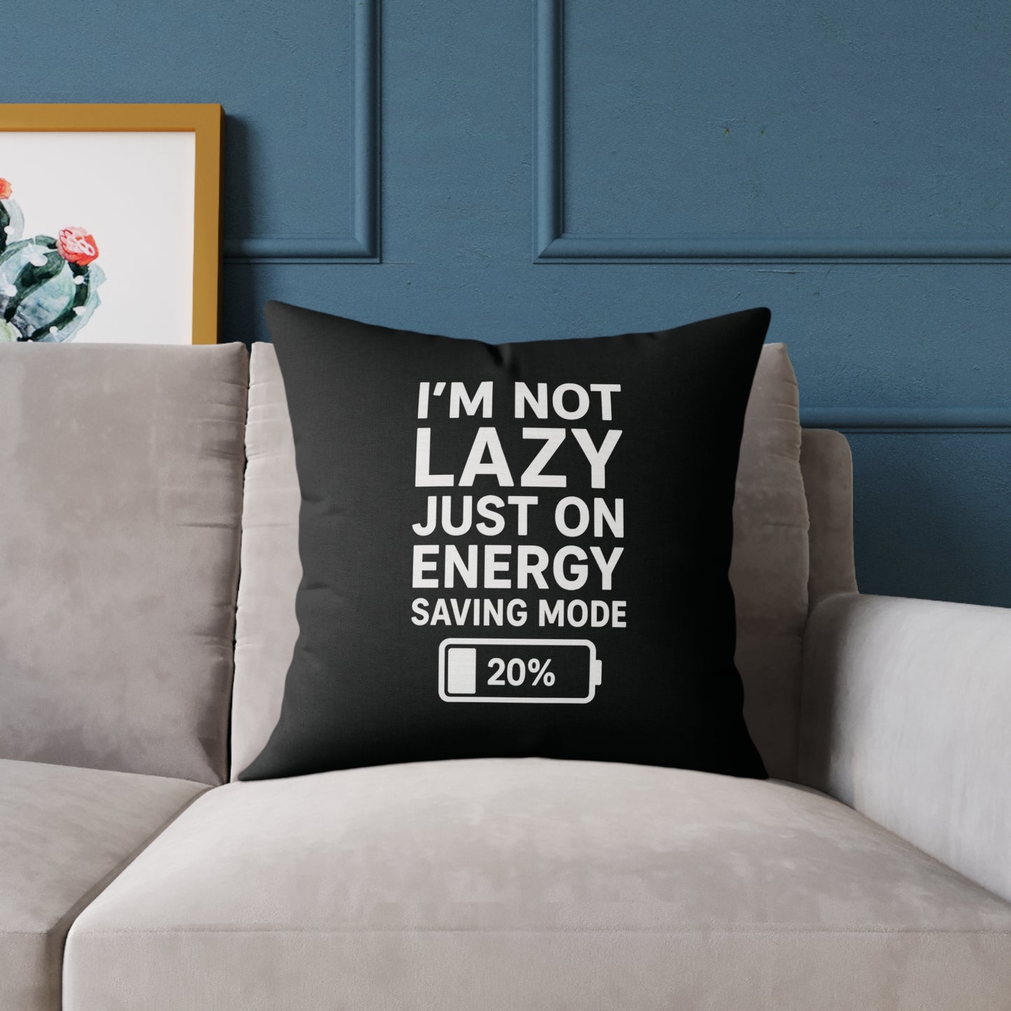Lazy Energy Saving Mode Pillow, Funny Home Decor, Couch Cushion, Gift for Him, Quirky Dorm Room Decor, Unique Pillow