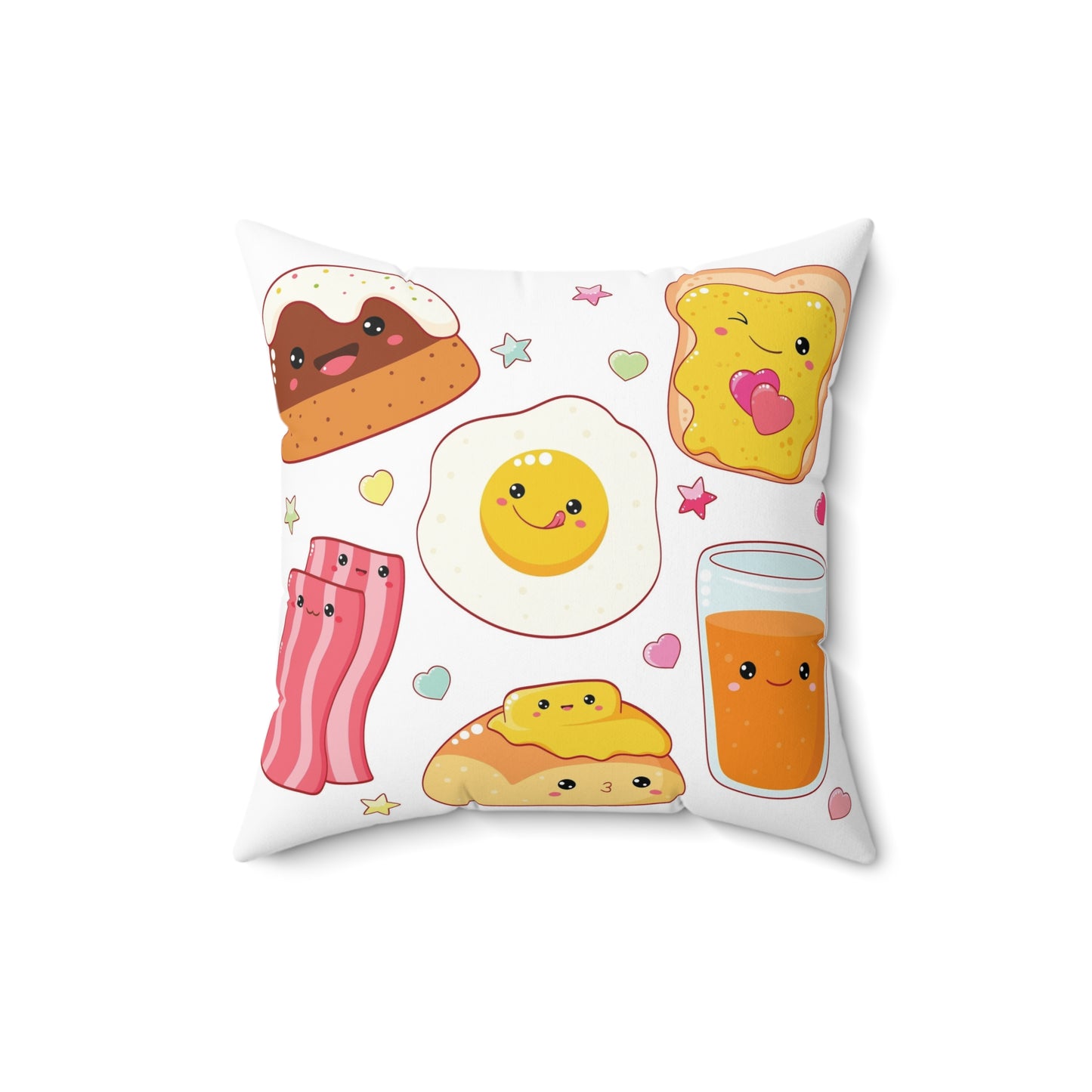 “Cutesy” Foodie Square Pillow - Whimsical Breakfast Designs