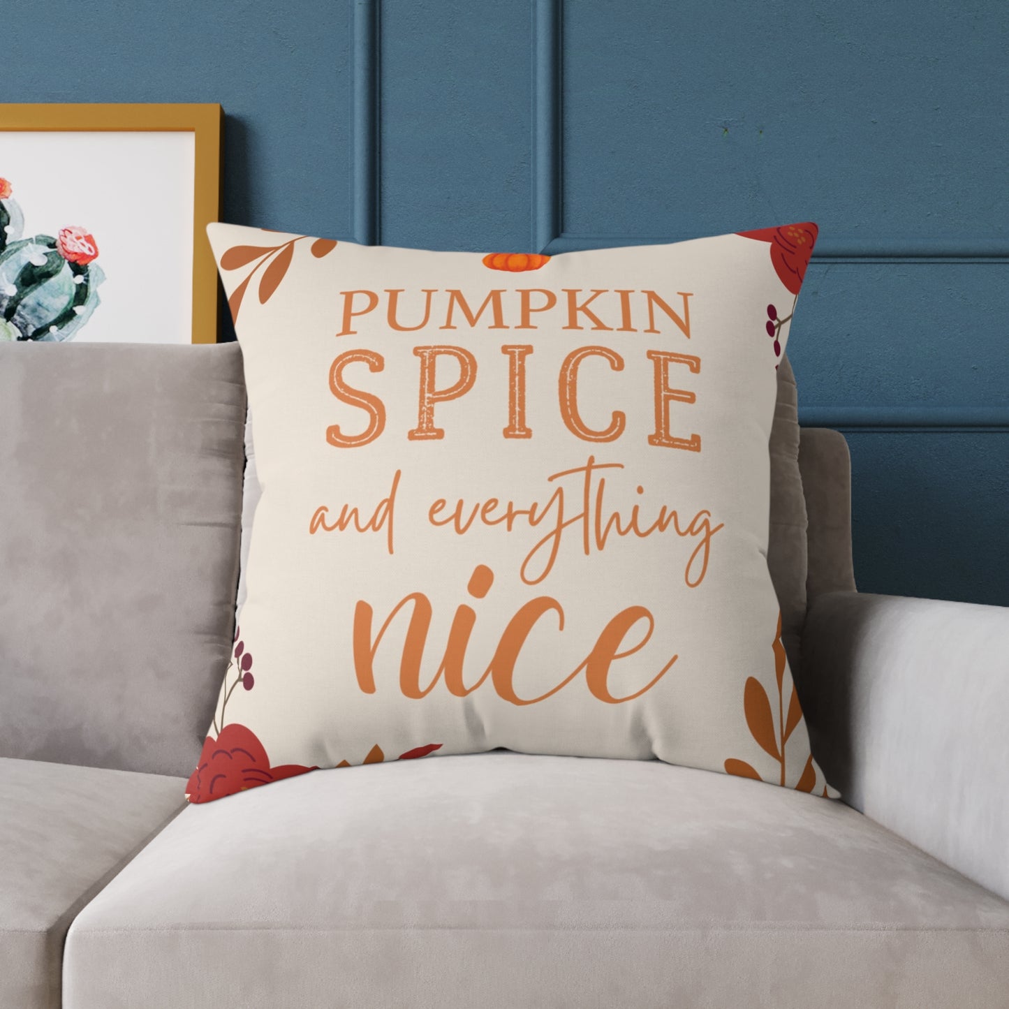 “Pumpkin Spice” Autumn Decorative Square Pillow