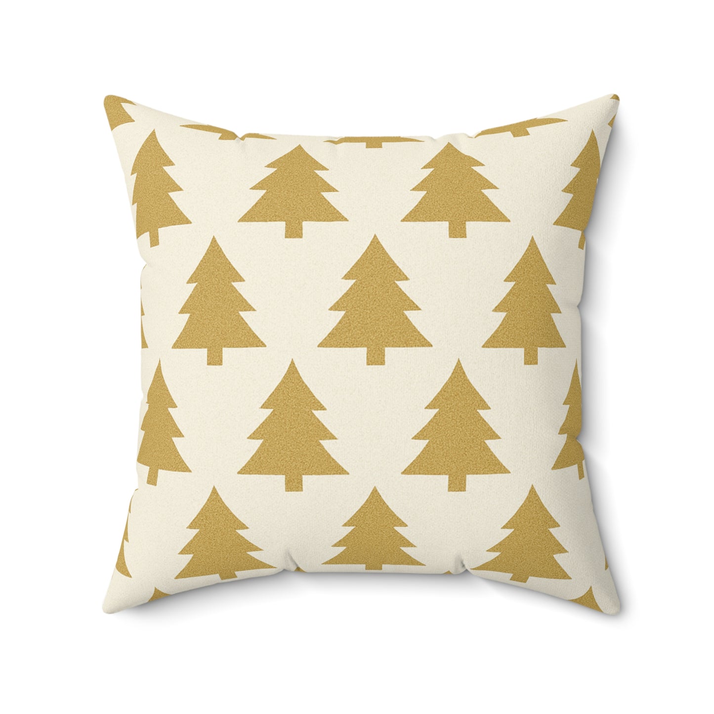 Gold Pine Tree Pattern Faux Suede Pillow - Holiday Decorative Throw Pillow