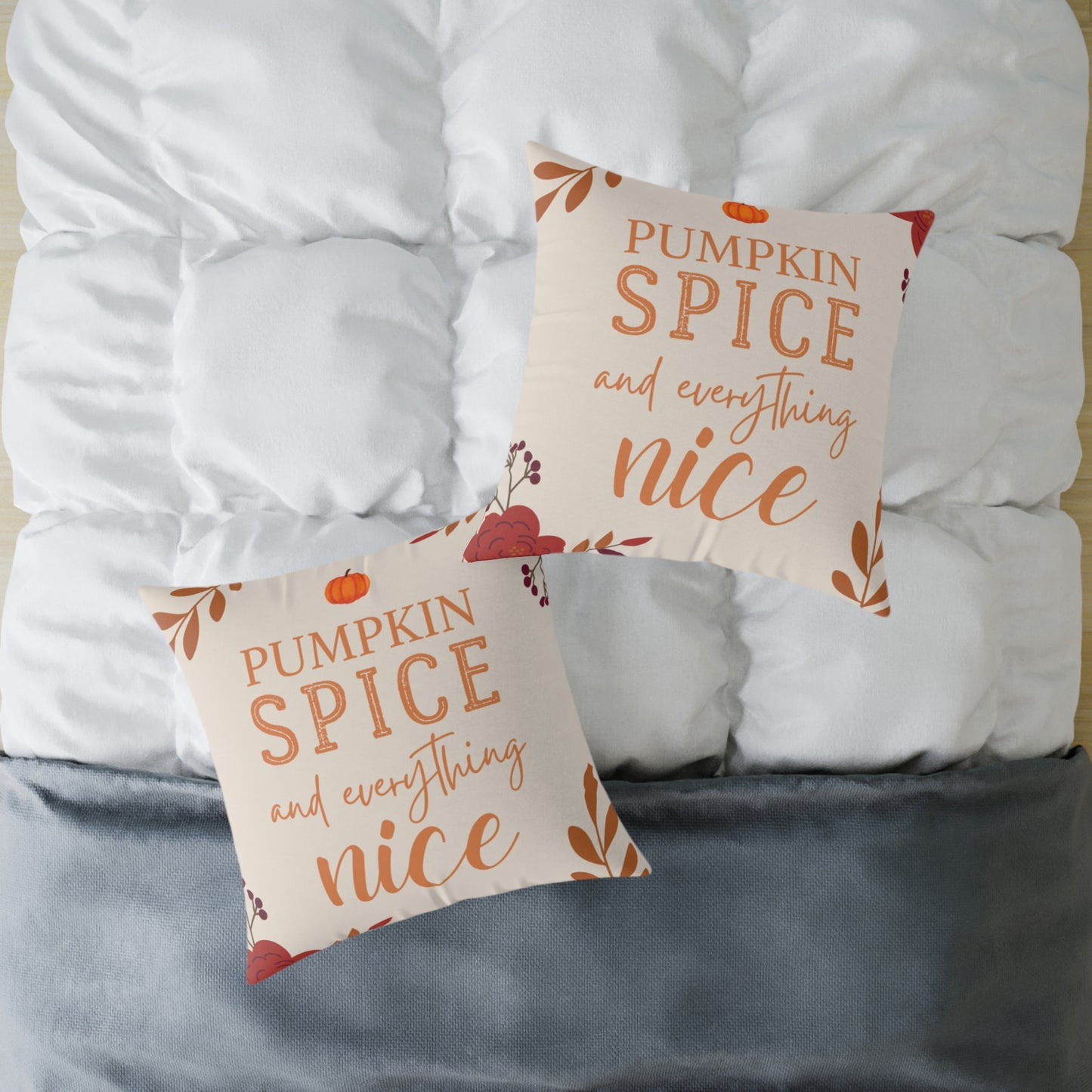 “Pumpkin Spice” Autumn Decorative Square Pillow
