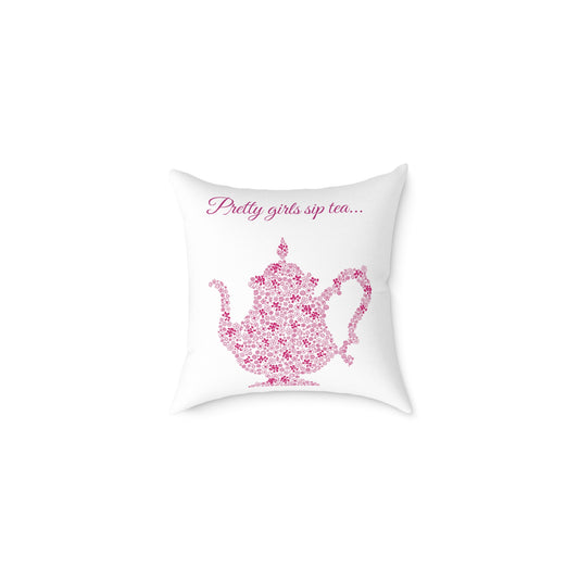 “TEA” Pretty Square Poly Canvas Pillow