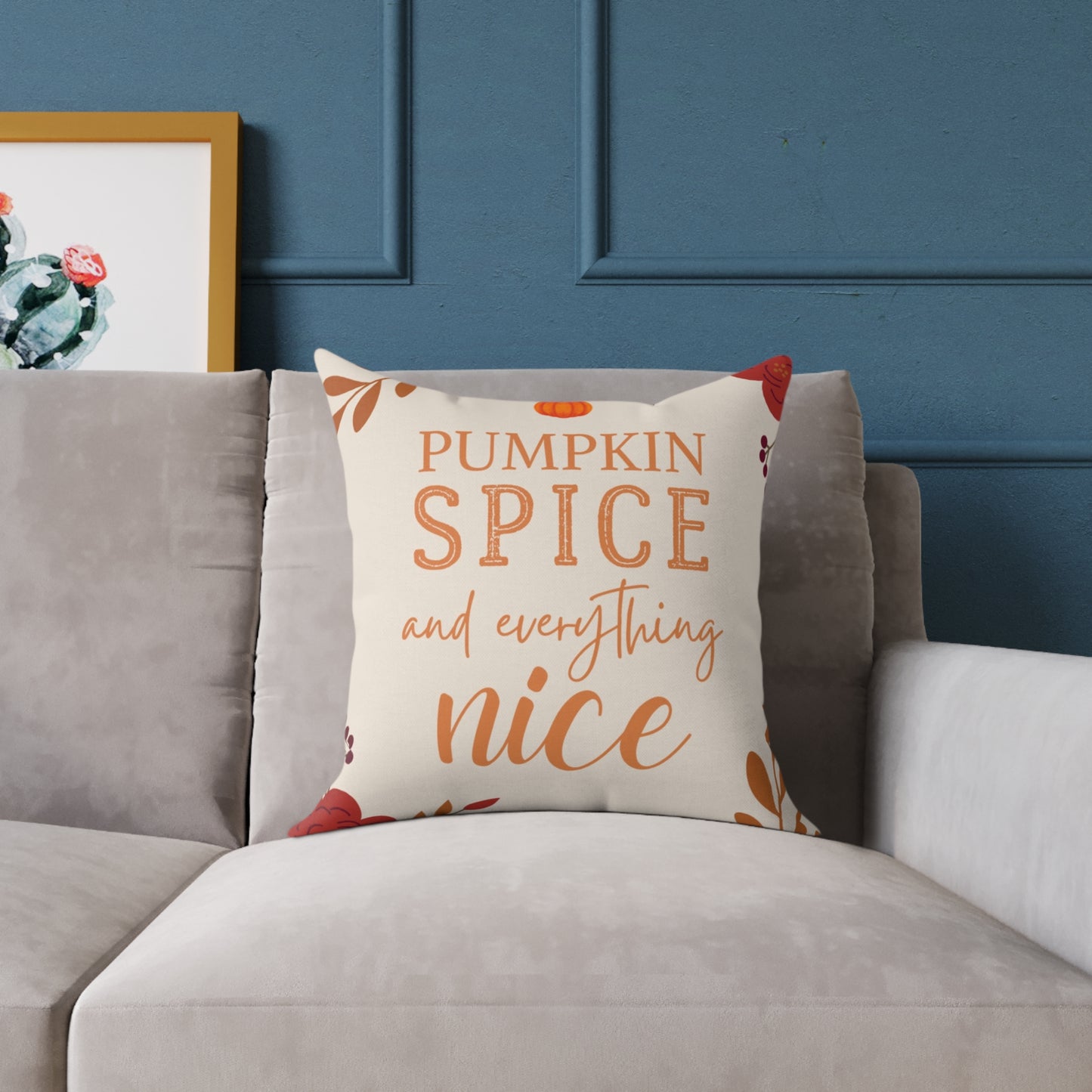 “Pumpkin Spice” Autumn Decorative Square Pillow