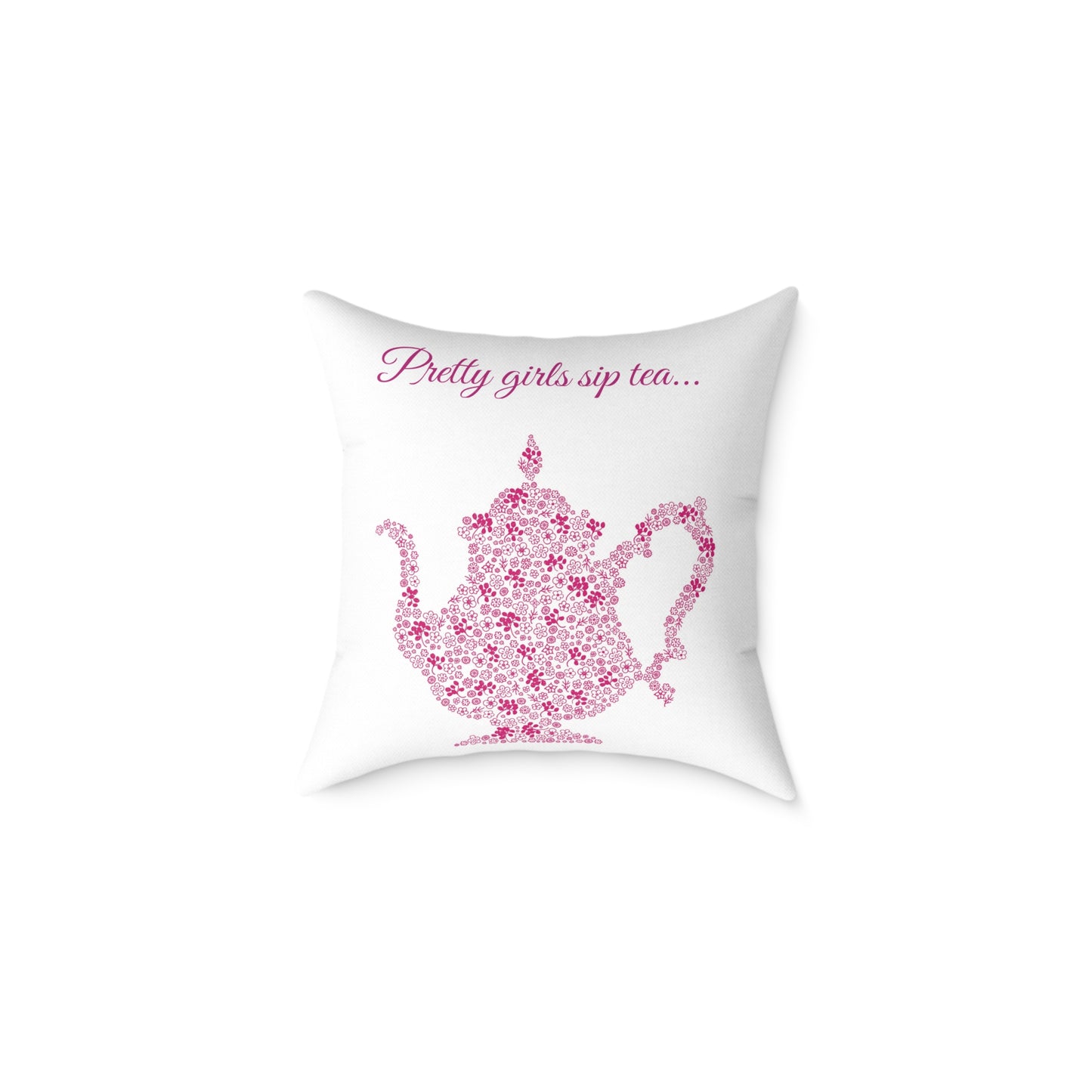 “TEA” Pretty Square Poly Canvas Pillow