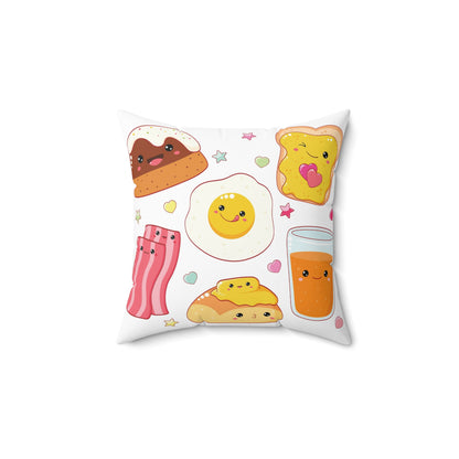 “Cutesy” Foodie Square Pillow - Whimsical Breakfast Designs